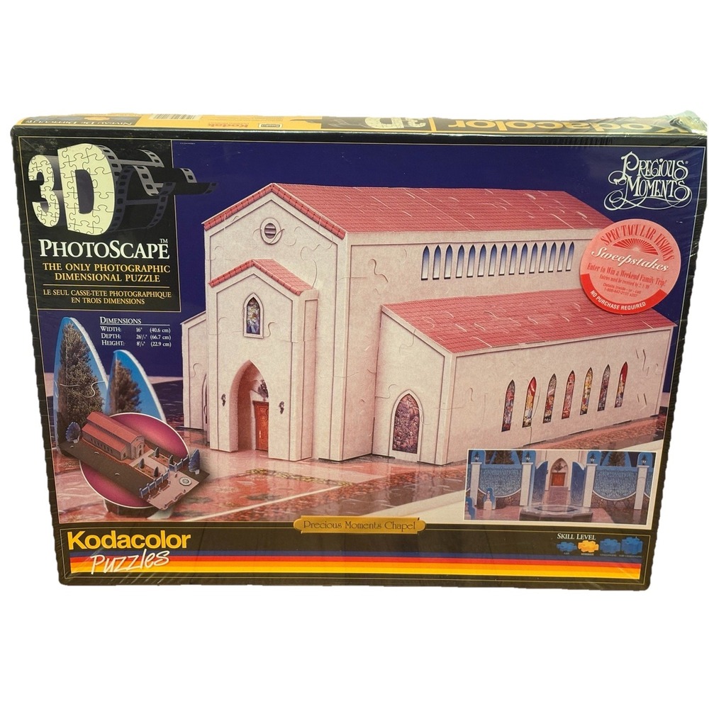 3D Photoscape Precious Moments Chapel Puzzle 1998 RoseArt Kodacolor New
